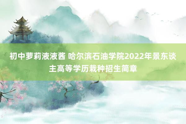 初中萝莉液液酱 哈尔滨石油学院2022年景东谈主高等学历栽种招生简章