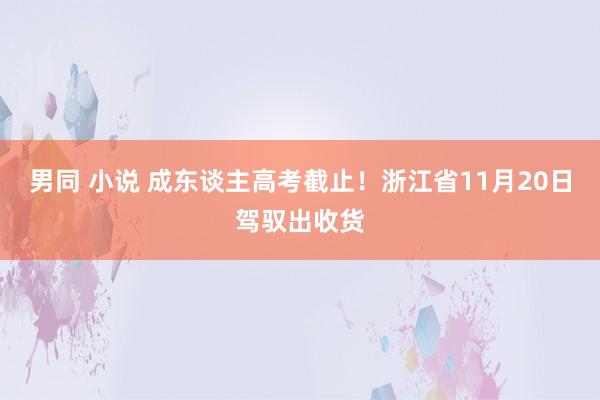 男同 小说 成东谈主高考截止！浙江省11月20日驾驭出收货