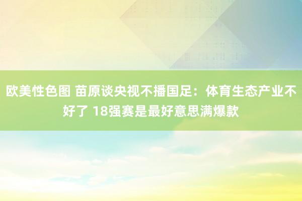 欧美性色图 苗原谈央视不播国足：体育生态产业不好了 18强赛是最好意思满爆款