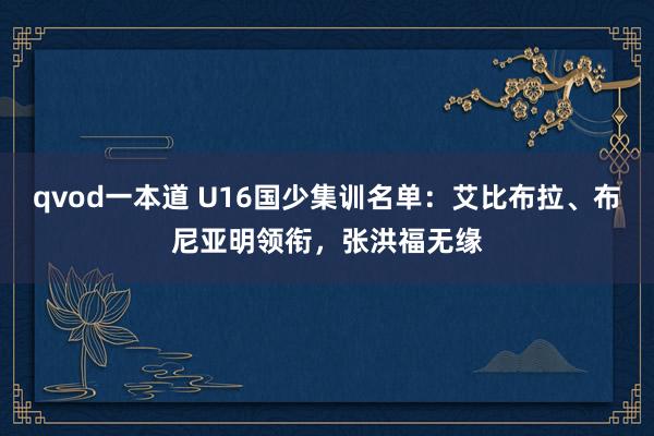 qvod一本道 U16国少集训名单：艾比布拉、布尼亚明领衔，张洪福无缘