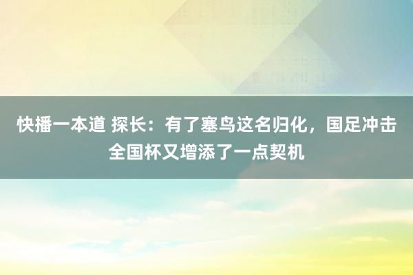 快播一本道 探长：有了塞鸟这名归化，国足冲击全国杯又增添了一点契机